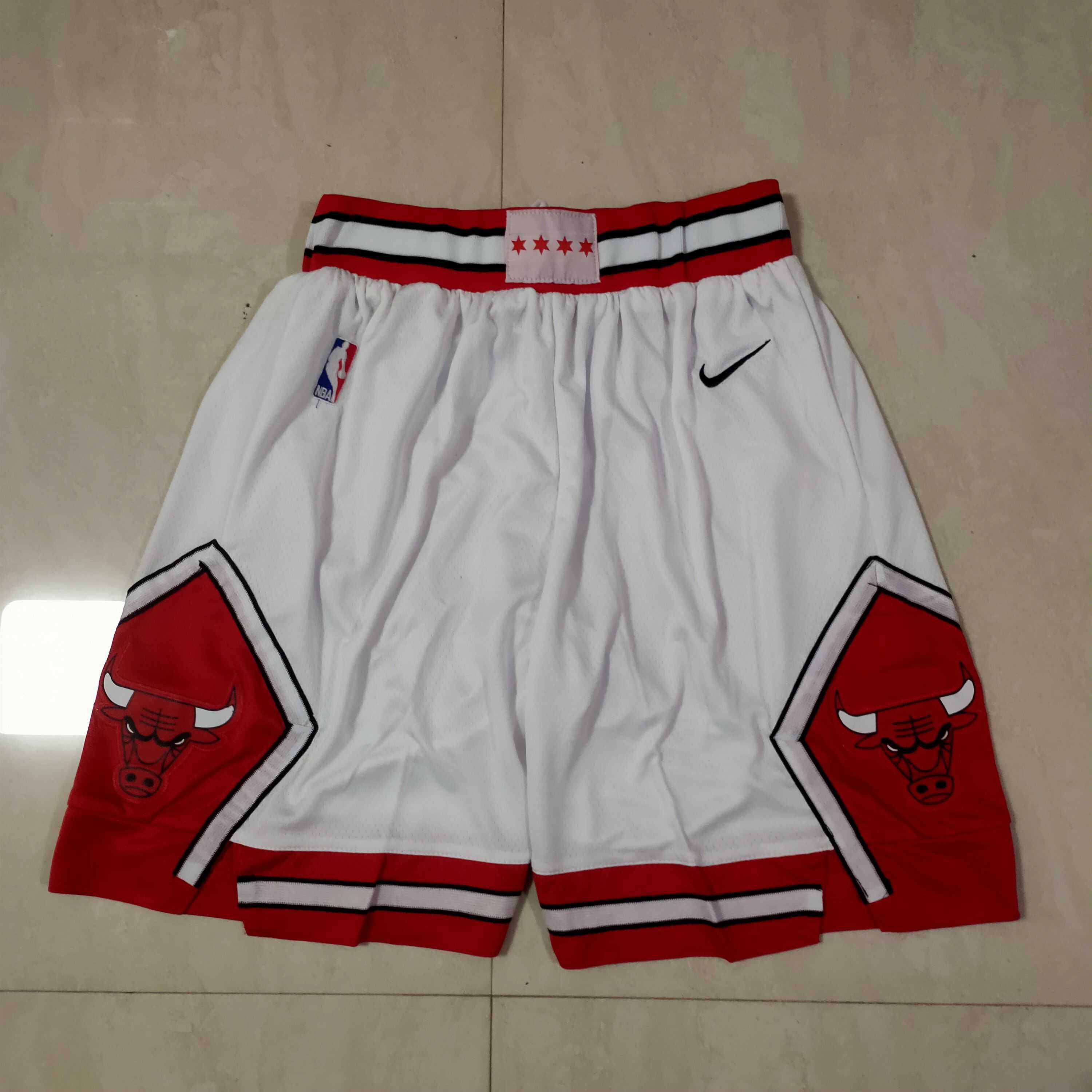 Men NBA Chicago Bulls White Shorts 0416